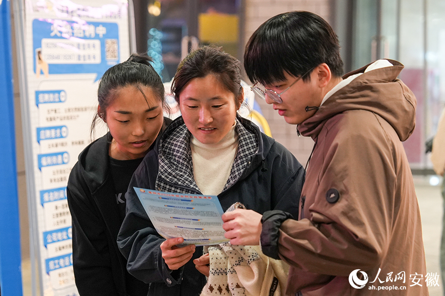 市民在亳州就业夜市前找岗位、问政策。人民网记者 苗子健摄 